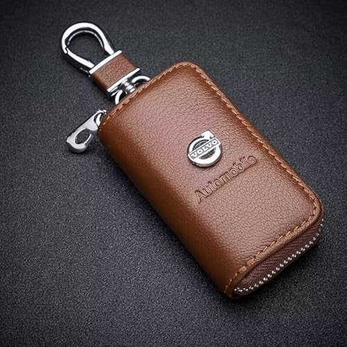 Hekdi Auto-Schlüsselanhänger Leder-Schlüsseletuis Schlüsselmäppchen für Volvo EX30 2023-,Diebstahlschutz Wasserdicht Langlebig Geldbörse mit Auto-Logo,B