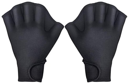 Valicaer Aquatic Handschuhe 1 Paar,Schwimmhandschuhe Webbed Handschuhe Schwimmflossen Wasserdicht Schwimmhandschuhe mit Einstellbare Trageschlaufe Paddel Trainingsschwimm Handschuhe für Erwachsene (M)