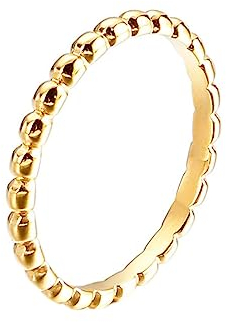 Bihsilin Ringe Damen Edelstahl, Ring Personalisiert Schmal 2MM Bandring Hochzeit Ringe Frauen Nickelfrei Gold Größe 60 (19.1)