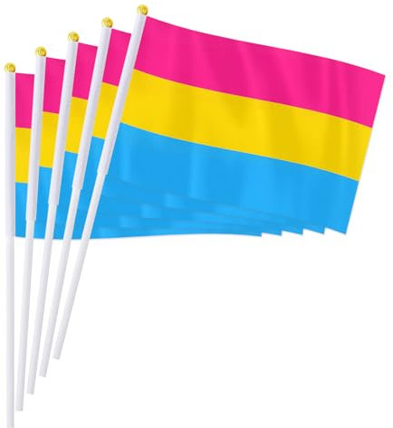 PTEROSAUR Lot de 100 drapeaux à main Pansexuality Pride LGBT, petits drapeaux LGBTQ, décoration de fête, 14 x 21 cm