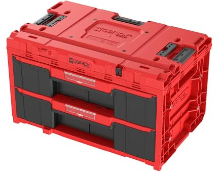 QBRICK SYSTEM Werkzeugkoffer Werkzeugkasten Leer Werkzeugkiste ONE Drawer 2 Toolbox 2.0 RED Ultra HD Rot 587 x 380 x 340 mm