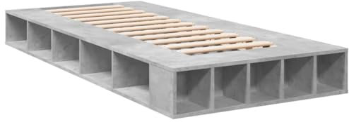 vidaXL Bettgestell, Bett mit Stauraum für Schlafzimmer, Bettrahmen mit Lattenrost, Schlafzimmerbett Einzelbett, Betongrau 100x200cm Holzwerkstoff