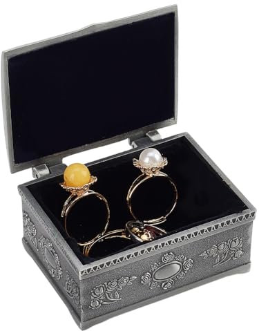 DELORIGIN Vintage Schmuckkästchen Klassische Schmuckschatulle Aus Metalllegierung Organizer Rechteckig Silberfarben Kleines Geschenk Dekorative Box Truhe Ringetui Für Damen Frauen Ohrringe Halskette
