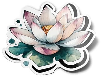 Pack AUTOCOLLANTS STICKERS Vinyle Fleur de Lotus - Décoration Spirituelle - Vinyle Résistant Eau & UV spirituel plante aquatique zen pour ordinateur et bouteille 8cm