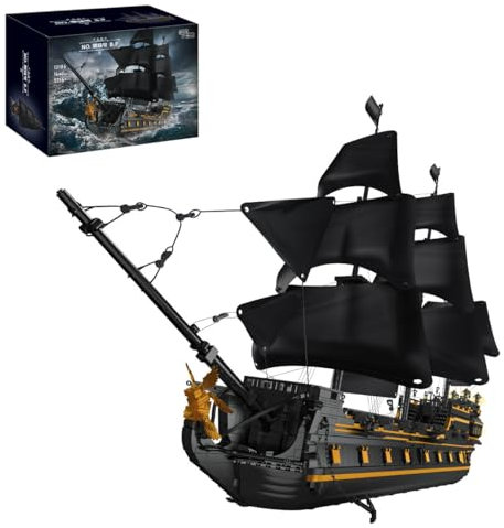 Groß Black Pearl Piratenschiff Bausteine Spielzeug Set, 5266 Teile Große Segelschiff Bausteine Spielzeug, MOC Segelschiff Modellbausatz Geschenk, Black Pearl Piratenschiff Bauklötze Bausatz