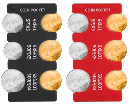 Porte-Monnaie en Yen Japonais PEUTIER, 2pcs, 6 Emplacements, Rouge et Noir, Plastique, Organisateur de Pièces de Monnaie pour Voiture, Cadeau pour Enfants