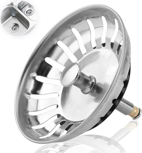 Universal Siebkörbchen Spüle 82mm, Verdickter Rostfreies Edelstahl Waschbeckenstöpsel Waschbeckensieb Siebkörbchen für Abflussstopfen, Spülbecken Stöpsel Zubehör für Küchenspüle Spülbecken Sieb