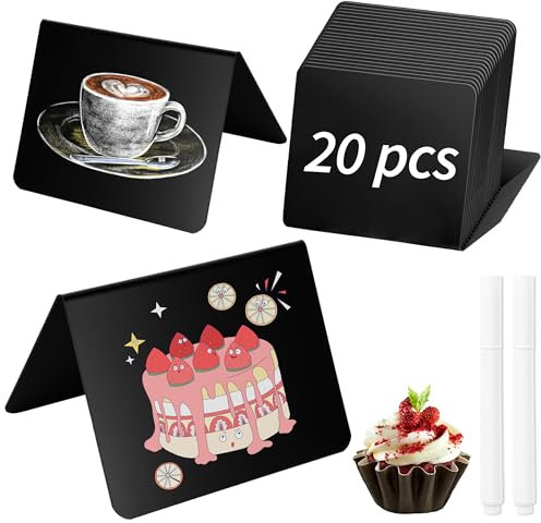 20 Stück Kreidetafel Klein, Mini Tafeln zum Beschriften 100x75mm, Tischkarten für Aufsteller für Buffet Schilder Hochzeit Party Tischkarten (Schwarz)