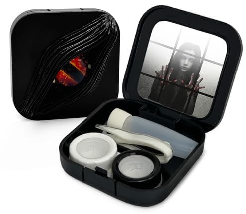 UpaClaire Contact Lens Case Fancy Halloween Gifts Eyes Personality Box Mirror Unique Storage Travel Portable Holder Boxes Red