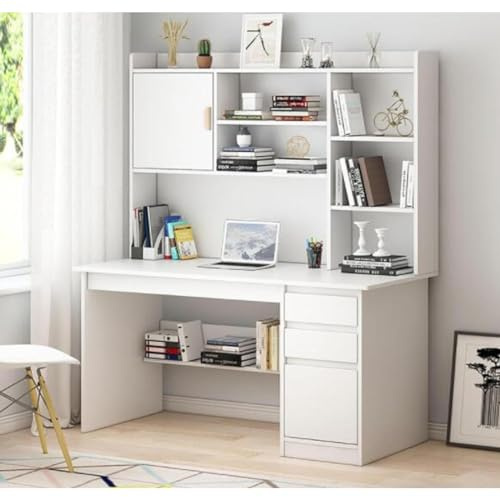 GLMGBP Computertisch mit Aufsatz und Bücherregal, moderner Home-Office-Schreibtisch aus Holz, Stabiler Schreibtisch mit Schubladen, PC-Tisch-Arbeitsplatz zum Arbeiten und Lernen (100 x 45 x 164 cm