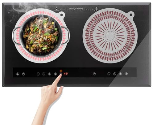 KR KITCHENRAKU Lot de 2 tapis de protection thermochromiques pour plaque à induction (magnétique) - Protection anti-rayures pour plaque à induction (blanc)