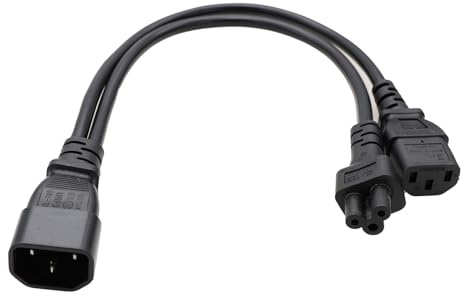 HangTon UPS PDU adaptador de cable de alimentación de CPU IEC320 C14 a C13 C5 Mickey Mouse para ordenador PC Monitor TV, 125V-250V 10A 2.5A 40cm