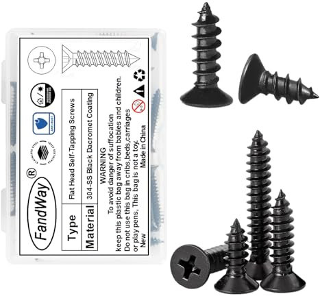 M5x40mm Viti Autofilettanti a Testa Svasata,50 Pezzi Viti Per Legno,Testa Piatta Phillips/Croce Autoperforanti in Acciaio Inox A2 V2A Dacromet Nero,Completa Filettatura.