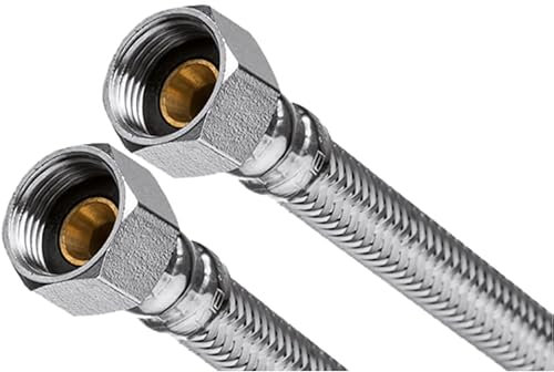 Flexschlauch 3/8 x 3/8 Zoll Verlängerung - Edelstahl Panzerschlauch 1200 mm - Anschlussschlauch Armatur für Wasserhahn