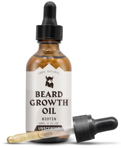 Striking Viking Bartwuchsöl mit Biotin für Männer - 60 ml, Ohne Duftstoffe | Verdickendes und pflegendes Bartöl für Bartwuchs - natürliches Bartserum für das Wachstum der Gesichtsbehaarung