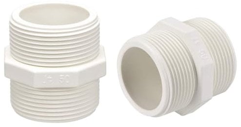 TOP-VIGOR 5Pcs PVC Pipe Fitting Hex Nipple, G1-1/2 x G1-1/2 Male Thread Adapter Connector for Plumbing Connection