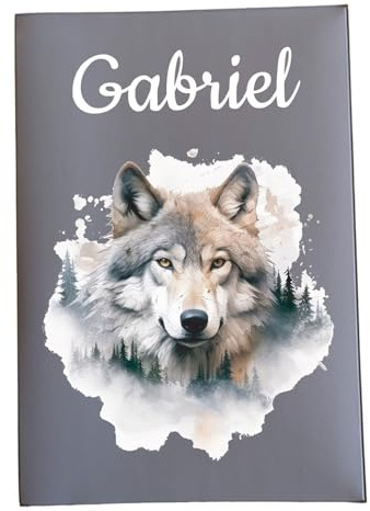 Protège Ordonnance Personnalisable avec Loup, Étui pour Cartes Médicales, 16,5 x 23,5 cm, Blanc (gris)