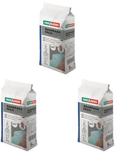 Parexlanko - Mortier de sol - Ragréage Facil'Lisse - Blanc - Préparation des sols en intérieur avant la pose de revêtements minces - Autolissant - 5kg (Lot de 3)