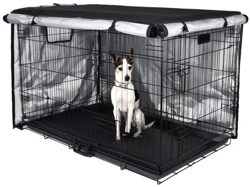 Robuste Abdeckung für Hundekäfige mit Belüftung und Doppeltür-Zugang für 91,4 cm große Käfige, wasserdichter Oxford-Haustierkäfig