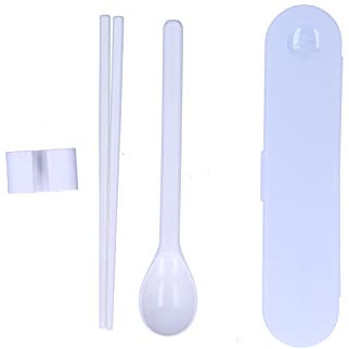 Generic Portable Spoon Chopsticks Set, Food Grade PP Reusable Tableware Kit with Storage Box for Home School Travel Camping (Spoon + Chopsticks + Box)