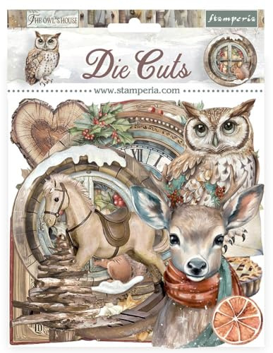 Stamperia - Die Cuts for Scrapbooking, Albums, Card Making, Bullet Journalling and More, Laser Cut Cardboard Shapes, Easy to Glue, Perfect for Hobbies, Crafts, and Gifting (The Owl’s House) (Assorted)