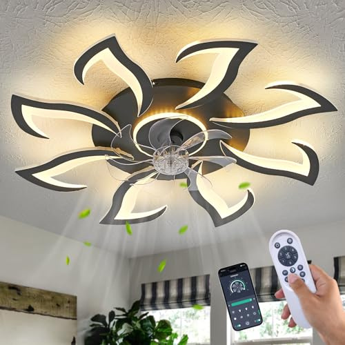 LiuShine Modern Ceiling Fan with Light and Remote Control, Dimmable Bedroom Fan, 6-Speed Settings, Suitable for Bedrooms, Living Rooms, and Kitchens - White