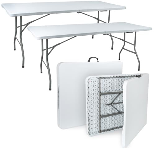 VOSS.garden 2X Klapptisch 180x74x74cm, Campingtisch, Gartentisch, Kunststoff & Stahlgestell