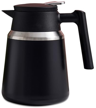 Thermal Coffee Carafe Jugs, Stainless Steel Insulated Vacuum Jug, for Hot and Cold Tea Coffee, with Simple Safety Push Button, Non Slip Bottom (Noir,1100ML)