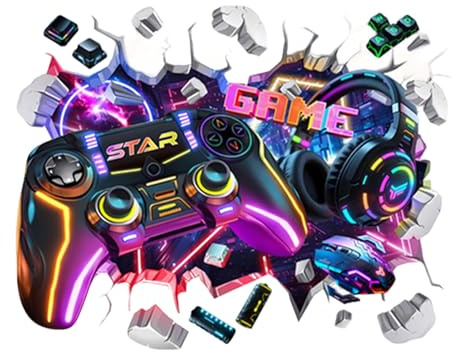 milaosk Wandtattoo Gamer Junge 3D Aufkleber Gaming Wandaufkleber Controller Videospiel Wandsticker Jugendzimmer Kinderzimmer Gamer Zone Spielzimmer Wanddeko
