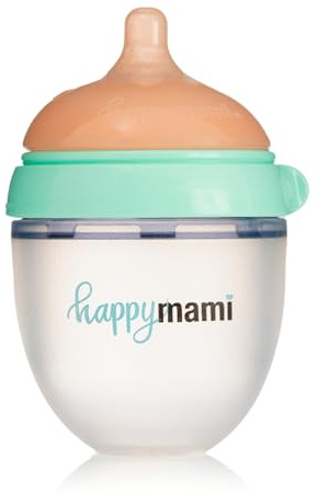 HappyMami, individuell gestaltete Babyflasche, Lebensmittelecht, BPA-frei, doppeltes Anti-Colic-System, spülmaschinenfest, für alle Stillarten geeignet (Türkis 150 ml)