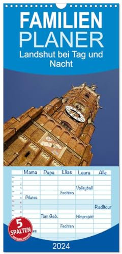 Familienplaner 2025 - Landshut bei Tag und Nacht mit 5 Spalten (Wandkalender, 21 cm x 45 cm), CALVENDO