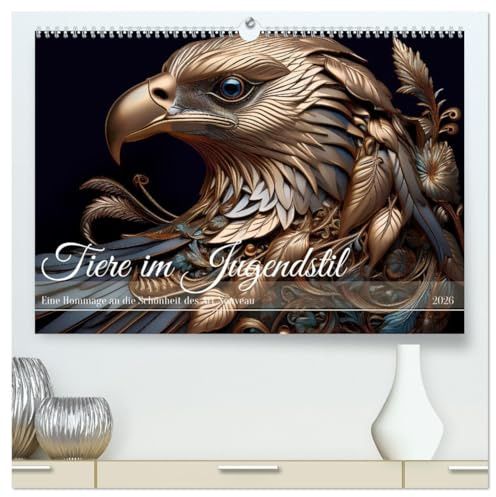 Tiere im Jugendstil - Eine Hommage an die Schönheit des Art Nouveau (hochwertiger Premium Wandkalender 2026 DIN A2 quer), Kunstdruck in Hochglanz: ... der Ästhetik des Jugendstils (CALVENDO Tiere)