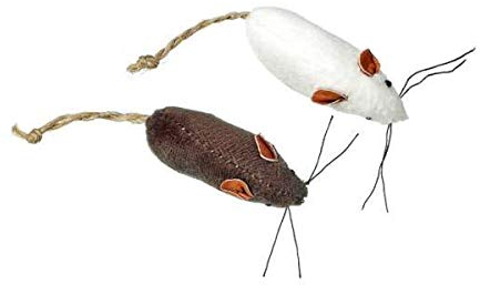 KARLIE Naturspielzeug NATURE CAT TOY 2er für Katzen 8cm Maus mit Sisalschwänzchen