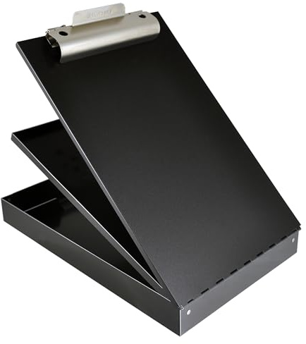 Saunders Black Dual Layer Metal Clipboard Folio with Storage, Letter Size Privacy Nursing Clipboard & Office Paper Organizer, HIPAA Compliant Form Holder with Self-Locking Latch, Made in USA