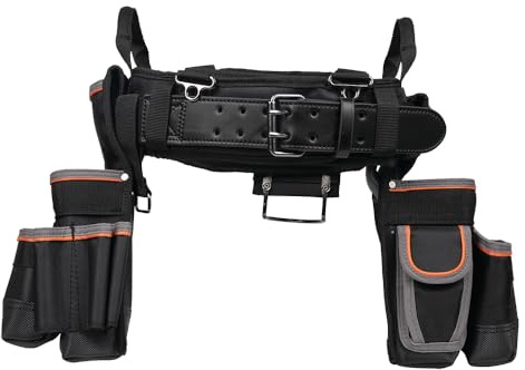 Klein Tools 55428 Tradesman Pro Electrician's Padded Tool Belt and Tool Pouch Combo for Long-wear Comfort and Durability Size Large