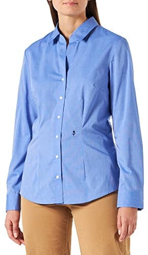 Seidensticker Damen Women Slim Longsleeve Cotton Bluse, Mittelblau(080613), 34 EU