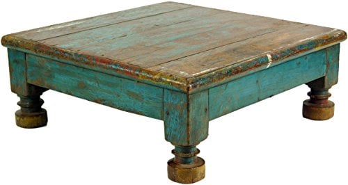 GURU SHOP Kleiner Tisch, Blumenbank, Kaffeetisch, Beistelltisch, Couchtisch - Modell 14, Mehrfarbig, 17x48x48 cm, Kaffeetische & Bodentische