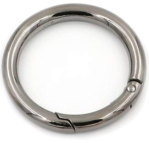 2 x Karabinerring mit Federöffnung, O-Ring, rund, Schnappverschluss, Schlüsselanhänger, schwarz, 38 mm
