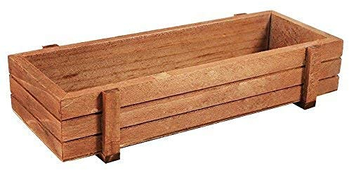 Foriera rettangolare da interno/esterno, in legno naturale, per piante grasse, decorazione, 2 pezzi