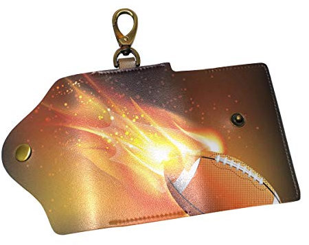EZIOLY Rugby Ball Fly PU-Leder Auto-Schlüsselanhänger Kartenhalter mit 6 Haken & 1 Schlüsselanhänger/Ring, Mehrfarbig, Einheitsgröße