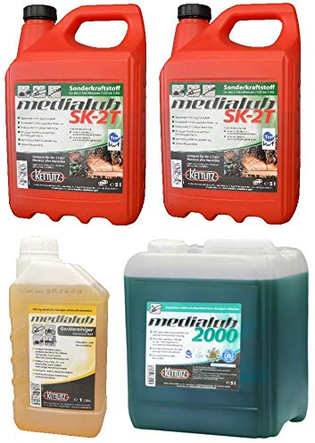KETTLITZ-Medialub FORST TO GO 2x5L Medialub SK-2T Sonderkraftstoff Alkylatbenzin 2 Takt + 1x5L Medialub 2000 Bio Kettenöl-Sägekettenöl +1 L Gerätereiniger/Forst- Agrar Reiniger