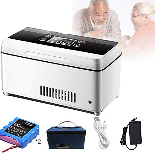 GBHJJ Refrigeratore per Insulina, Frigorifero per Medicina Ultra-Silenzioso Dispositivo di Raffreddamento per Insulina Portatile, per Auto, Viaggi, Frigoriferi per Farmaci 2–8 ° C, Bianco