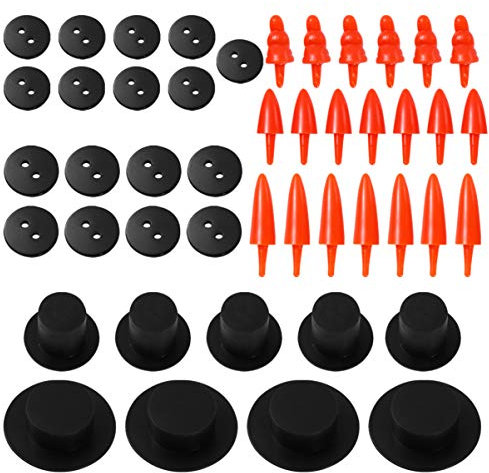 320 Stücke Weihnachten DIY Schneemann Ornament Set, einschließlich Karotte Nase Knöpfe, Mini Schwarz Hüte, Kleine Schwarze Knöpfe für Weihnachten DIY Schneemann Crafting, Nähen, Party Supplies