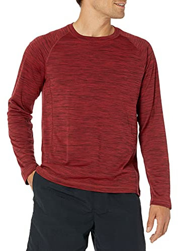 Amazon Essentials Men's Long-Sleeve Quick-Dry Swim T-Shirt, Red Heather, L