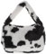 VALICLUD Frauen Plüsch Handtasche Mit Kette Plüsch Achselhöhle Tasche Kuh Muster Handtasche Dame Freizeit Party Im Freien Handtasche Valentine Tag Tasche Kuh Schwarz