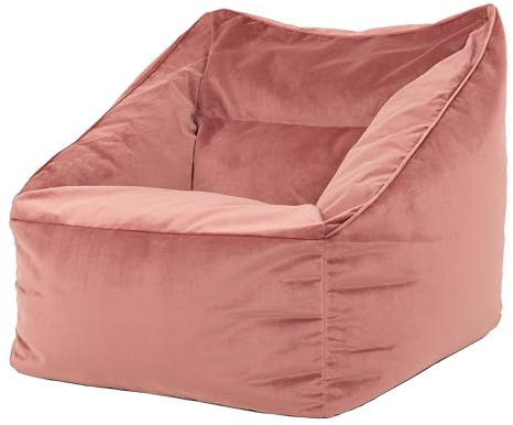 icon Natalia Velvet Bean Bag Chair, Dusk Pink, Large Adult Bean Bag with Filling Included, Accent Chair, Armchair, Living Room Furniture, Bedroom Furniture