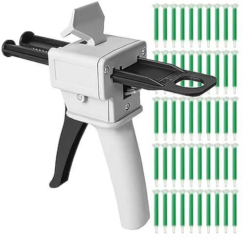 MAGIIN Pistolet Distributeur Époxy 50 ml, AB Pistolet à Colle Époxy Poignée Applicateur pour Mélange Colle, Ratios 1:1 et 2 :1 (1 Set) E5S8CJZ8