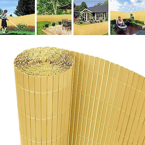 ACXIN Brise-vue en PVC - Brise-vue - Brise-vue - Clôture en PVC - Idéal pour le jardin, le balcon, la terrasse, résistant aux UV - Résistant aux intempéries - Couleur : bambou - 120 x 500