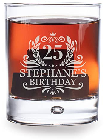 AIGAT Regalo di pensionamento, 1 pezzo, bicchiere da whisky personalizzato, regalo di compleanno per gli uomini, in vetro inciso, misura 280 ml
