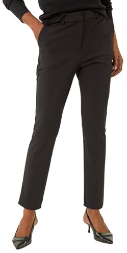 Roman Straight Leg Stretch Trousers for Women UK Ladies Work Office Smart Suit Pants Slacks Cigarette Tailored High Elasticated Waist Ankle Grazer Slim Angela - Short Black (26 Inch) - Size 20